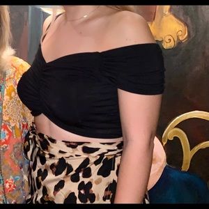 Express Rockey Barnes off the shoulder crop top